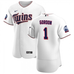 Men Minnesota Twins 1 Nick Gordon Men Nike White Home 2020 60th Season Flex Base Team MLB Jersey