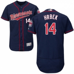 Mens Majestic Minnesota Twins 14 Kent Hrbek Authentic Navy Blue Alternate Flex Base Authentic Collection MLB Jersey