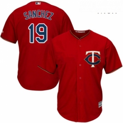 Mens Majestic Minnesota Twins 19 Anibal Sanchez Replica Scarlet Alternate Cool Base MLB Jersey 