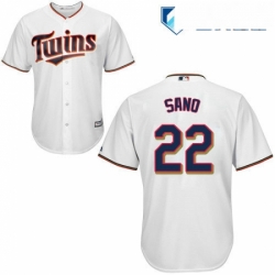 Mens Majestic Minnesota Twins 22 Miguel Sano Replica White Home Cool Base MLB Jersey