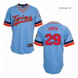 Mens Majestic Minnesota Twins 29 Rod Carew Replica Light Blue Cooperstown Throwback MLB Jersey