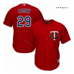 Mens Majestic Minnesota Twins 29 Rod Carew Replica Scarlet Alternate Cool Base MLB Jersey