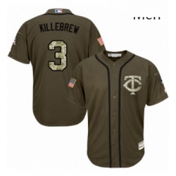 Mens Majestic Minnesota Twins 3 Harmon Killebrew Authentic Green Salute to Service MLB Jersey