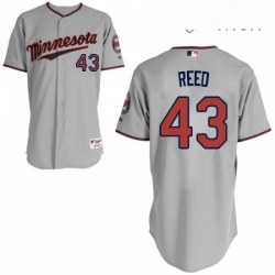 Mens Majestic Minnesota Twins 43 Addison Reed Replica Grey Road Cool Base MLB Jersey 