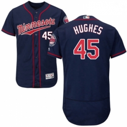 Mens Majestic Minnesota Twins 45 Phil Hughes Authentic Navy Blue Alternate Flex Base Authentic Collection MLB Jersey