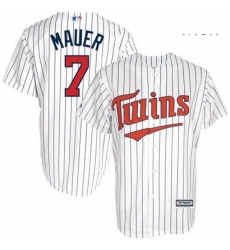 Mens Majestic Minnesota Twins 7 Joe Mauer Authentic White Cool Base MLB Jersey