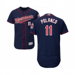 Mens Minnesota Twins 11 Jorge Polanco Navy Blue Alternate Flex Base Authentic Collection Baseball Jersey