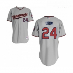 Mens Minnesota Twins 24 C J Cron Replica Grey Road Cool Base Baseball Jersey 