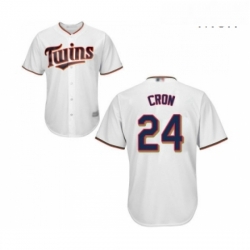 Mens Minnesota Twins 24 C J Cron Replica White Home Cool Base Baseball Jersey 