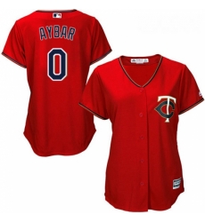 Womens Majestic Minnesota Twins 0 Erick Aybar Replica Scarlet Alternate Cool Base MLB Jersey 