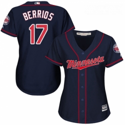 Womens Majestic Minnesota Twins 17 Jose Berrios Replica Navy Blue Alternate Road Cool Base MLB Jersey