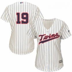 Womens Majestic Minnesota Twins 19 Kennys Vargas Replica Cream Alternate Cool Base MLB Jersey