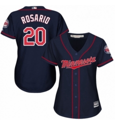 Womens Majestic Minnesota Twins 20 Eddie Rosario Authentic Navy Blue Alternate Road Cool Base MLB Jersey 