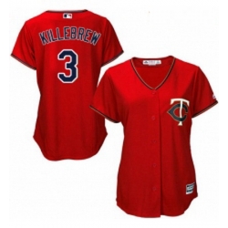 Womens Majestic Minnesota Twins 3 Harmon Killebrew Replica Scarlet Alternate Cool Base MLB Jersey