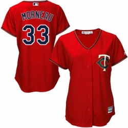 Womens Majestic Minnesota Twins 33 Justin Morneau Replica Scarlet Alternate Cool Base MLB Jersey