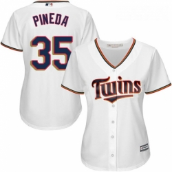 Womens Majestic Minnesota Twins 35 Michael Pineda Replica White Home Cool Base MLB Jersey 