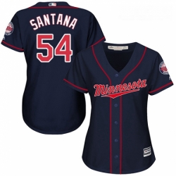 Womens Majestic Minnesota Twins 54 Ervin Santana Authentic Navy Blue Alternate Road Cool Base MLB Jersey