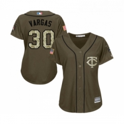 Womens Minnesota Twins 30 Kennys Vargas Authentic Green Salute to Service Baseball Jersey