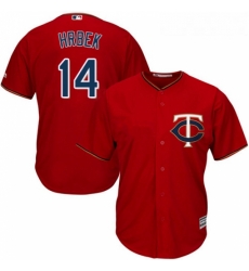 Youth Majestic Minnesota Twins 14 Kent Hrbek Authentic Scarlet Alternate Cool Base MLB Jersey