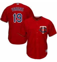 Youth Majestic Minnesota Twins 19 Kennys Vargas Authentic Scarlet Alternate Cool Base MLB Jersey