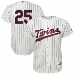 Youth Majestic Minnesota Twins 25 Byron Buxton Replica Cream Alternate Cool Base MLB Jersey