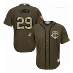 Youth Majestic Minnesota Twins 29 Rod Carew Replica Green Salute to Service MLB Jersey