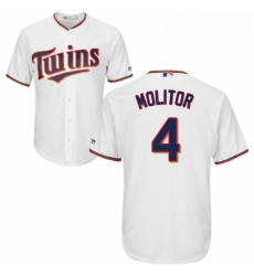 Youth Majestic Minnesota Twins 4 Paul Molitor Replica White Home Cool Base MLB Jersey