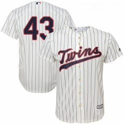 Youth Majestic Minnesota Twins 43 Addison Reed Authentic Cream Alternate Cool Base MLB Jersey 