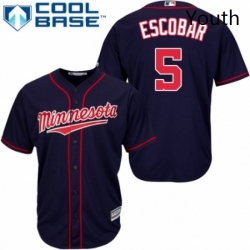 Youth Majestic Minnesota Twins 5 Eduardo Escobar Replica Navy Blue Alternate Road Cool Base MLB Jersey 