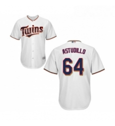 Youth Minnesota Twins 64 Willians Astudillo Replica White Home Cool Base Baseball Jersey 