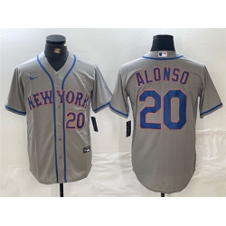 Men New York Mets 20 Pete Alonso Grey Stitched Baseball Jersey