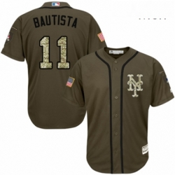 Mens Majestic New York Mets 11 Jose Bautista Authentic Green Salute to Service MLB Jersey 