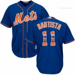 Mens Majestic New York Mets 11 Jose Bautista Authentic Royal Blue Team Logo Fashion Cool Base MLB Jersey 