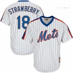 Mens Majestic New York Mets 18 Darryl Strawberry Replica White Cooperstown MLB Jersey