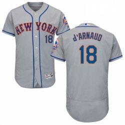 Mens Majestic New York Mets 18 Travis dArnaud Grey Flexbase Authentic Collection MLB Jersey