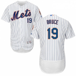 Mens Majestic New York Mets 19 Jay Bruce White Home Flex Base Authentic Collection MLB Jersey