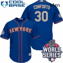 Mens Majestic New York Mets 30 Michael Conforto Authentic Royal Blue Alternate Road Cool Base 2015 World Series MLB Jersey