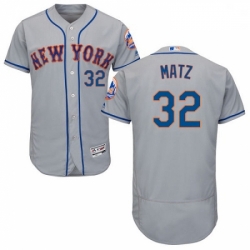 Mens Majestic New York Mets 32 Steven Matz Grey Road Flex Base Authentic Collection MLB Jersey