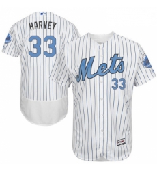 Mens Majestic New York Mets 33 Matt Harvey Authentic White 2016 Fathers Day Fashion Flex Base MLB Jersey