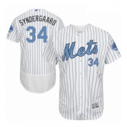 Mens Majestic New York Mets 34 Noah Syndergaard Authentic White 2016 Fathers Day Fashion Flex Base MLB Jersey