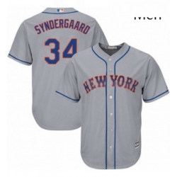 Mens Majestic New York Mets 34 Noah Syndergaard Replica Grey Road Cool Base MLB Jersey