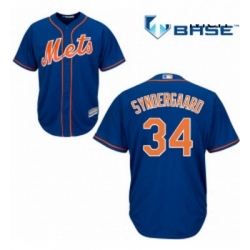 Mens Majestic New York Mets 34 Noah Syndergaard Replica Royal Blue Alternate Home Cool Base MLB Jersey