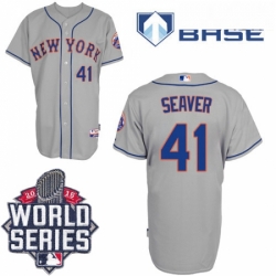 Mens Majestic New York Mets 41 Tom Seaver Replica Grey Road Cool Base 2015 World Series MLB Jersey