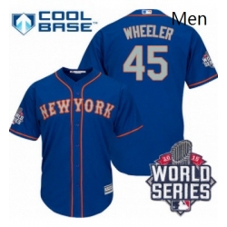 Mens Majestic New York Mets 45 Zack Wheeler Replica Royal Blue Alternate Road Cool Base 2015 World Series MLB Jersey