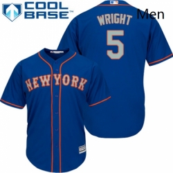 Mens Majestic New York Mets 5 David Wright Replica Royal Blue Alternate Road Cool Base MLB Jersey