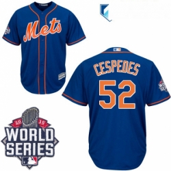 Mens Majestic New York Mets 52 Yoenis Cespedes Authentic Royal Blue Alternate Home Cool Base 2015 World Series MLB Jersey