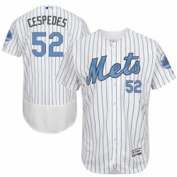 Mens Majestic New York Mets 52 Yoenis Cespedes Authentic White 2016 Fathers Day Fashion Flex Base MLB Jersey