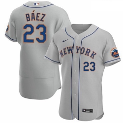 Men's New York Mets #23 Javier Baez Gray Anthentic Nike Jersey