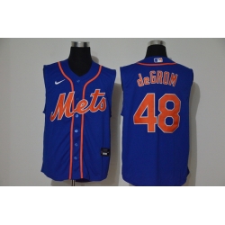 Mets 48 Jacob DeGrom Royal Nike Cool Base Sleeveless Jersey