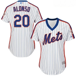 Mets #20 Pete Alonso White 28Blue Strip Alternate Women Stitched Baseball Jersey